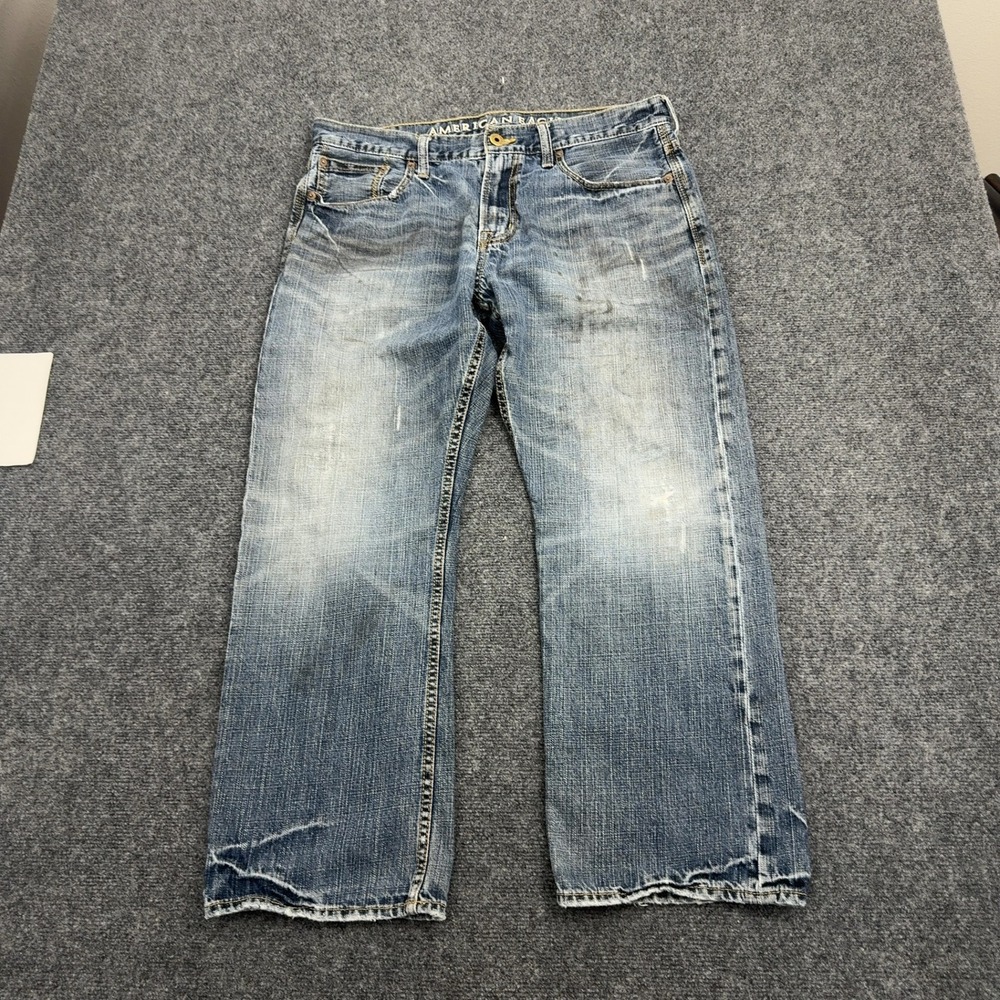 American Eagle Jeans Mens 36x30 Blue Cotton Relaxed Fit Distressed Casual Style